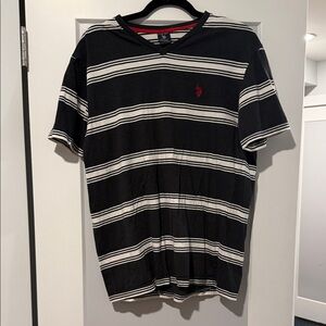 U.S. Polo Assn. Black and White Striped Tee